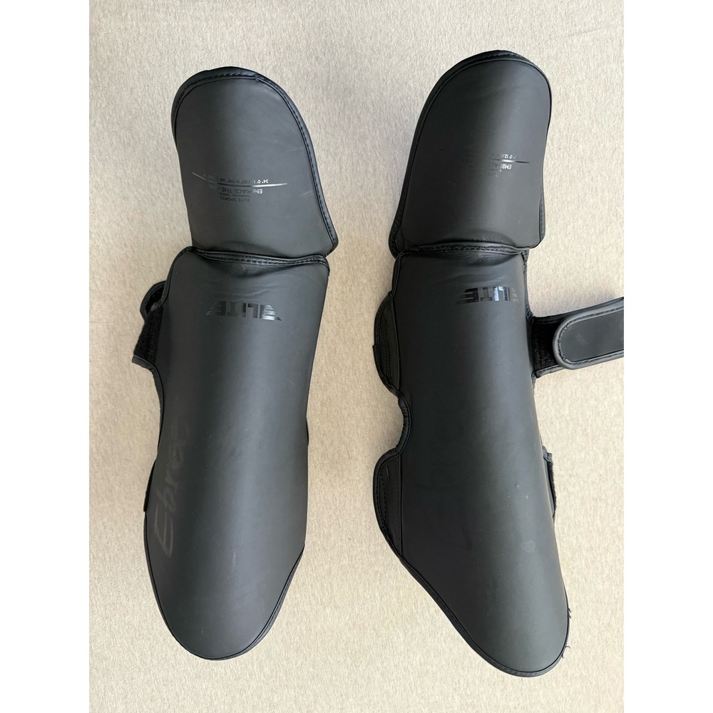 Elite Sports MMA Muay Thai Shin Guards Matte Black Kickboxing Sparring Pads